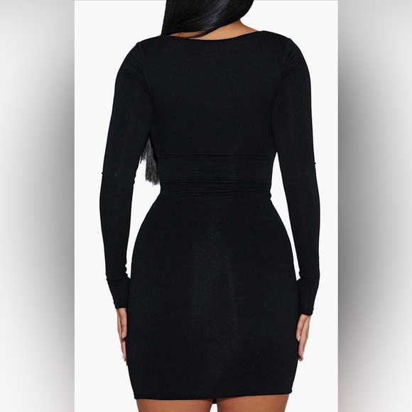 Nwt NAKED WARDROBE Square Neck Long Sleeve Dress - Picture 2 of 7